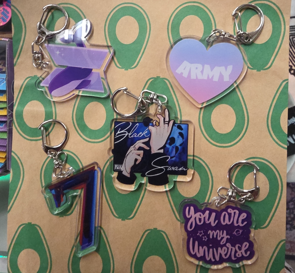 BTS Purple Gradient ARMY Heart Keychain - Acrylic Phone Accessory